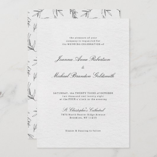 Einfache Minimalistische Eukalyptus-Hochzeit Einladung (Vorne/Hinten)