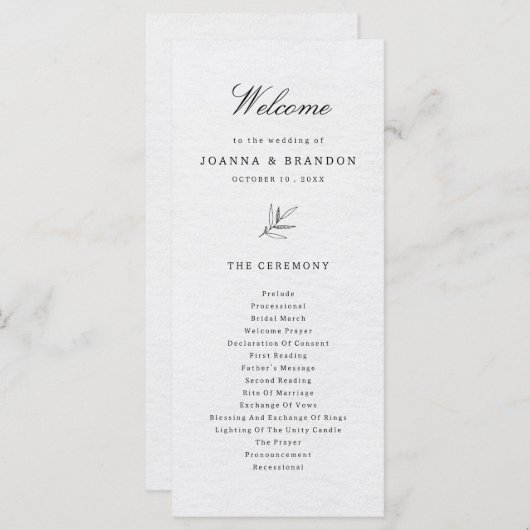 Einfache Minimalistische Eukalyptus-Hochzeit Programm (Vorne/Hinten)