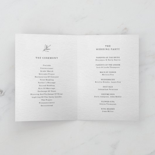 Einfache Minimalistische Eukalyptus-Hochzeit Programm (Innenseite)