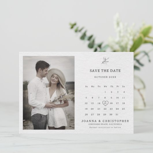 Einfache Minimalistische Eukalyptus-Hochzeit Save The Date (Stehend Vorderseite)
