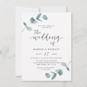 Einfache Minimalistische Eukalyptus-Kalligrafie-Ho Einladung (Vorderseite)