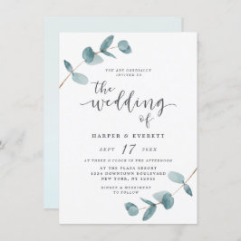 Einfache Minimalistische Eukalyptus-Kalligrafie-Ho Einladung