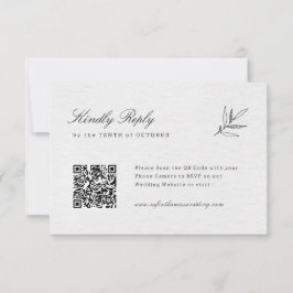 Einfache Minimalistische Eukalyptus Olive QR-Code RSVP Karte