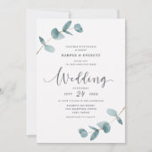 Einfache Minimalistische Eukalyptus-Schriftzeichen Einladung (Vorderseite)