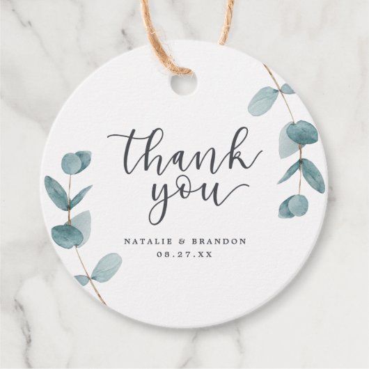 Einfache Minimalistische Eukalyptus & Script Viele Geschenkanhänger (Vorderseite)