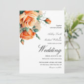 Einfache Minimalistische Fall Orange Hochzeit Einladung (Stehend Vorderseite)