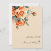 Einfache Minimalistische Fall Orange Hochzeit Einladung (Rückseite)