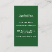 Einfache Minimalistische Firmenlogos Grün Visitenkarte (Rückseite)