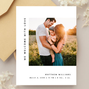 Einfache Minimalistische Foto-Baby-Shower-Dankesch Postkarte