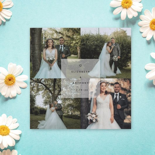 Einfache Minimalistische Foto Collage Wedding Viel Magnetkarte