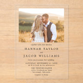 Einfache Minimalistische Foto-Hochzeit Acryleinladungen (Vorderseite)