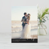 Einfache Minimalistische Foto Hochzeit Dankeschön Dankeskarte (Stehend Vorderseite)