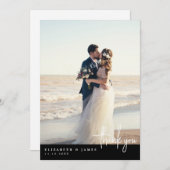 Einfache Minimalistische Foto Hochzeit Dankeschön Dankeskarte (Vorne/Hinten)