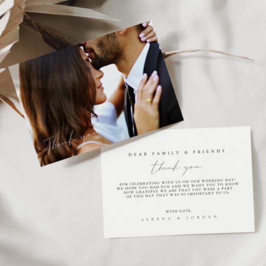 Einfache Minimalistische Foto Hochzeit Dankeschön Dankeskarte