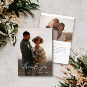 Einfache Minimalistische Foto Hochzeit Dankeschön Einladung