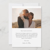 Einfache Minimalistische Foto Hochzeit Dankeschön  Einladung (Rückseite)