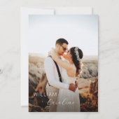 Einfache Minimalistische Foto-Hochzeit Einladung (Rückseite)