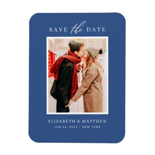 Einfache Minimalistische Foto Hochzeit Magnet (Vertikal)