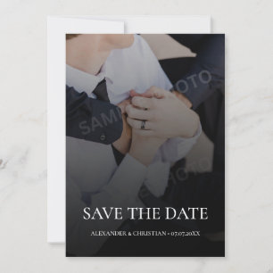 Einfache minimalistische Foto-Hochzeit mit QR-Code Save The Date