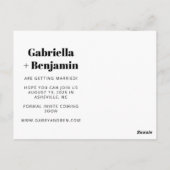 Einfache Minimalistische Foto-Hochzeit Postkarte (Rückseite)