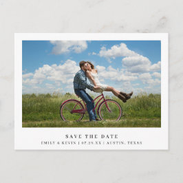Einfache Minimalistische Foto-Hochzeit Save the Da Einladungspostkarte