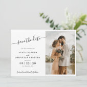 Einfache minimalistische Foto-Hochzeit Save The Date (Stehend Vorderseite)
