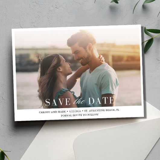 Einfache Minimalistische Foto Hochzeit Save The Date