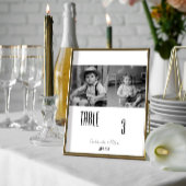 Einfache Minimalistische Foto-Hochzeit Tischnummer