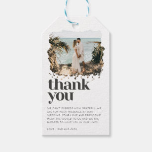 Einfache minimalistische Foto-Hochzeits-Dankeschön Geschenkanhänger