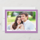 Einfache Minimalistische Foto-Lavendel-Hochzeit Einladung (Rückseite)