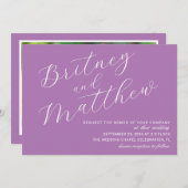 Einfache Minimalistische Foto-Lavendel-Hochzeit Einladung (Vorne/Hinten)