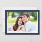 Einfache Minimalistische Foto Navy Blue Script Hoc Einladung (Rückseite)