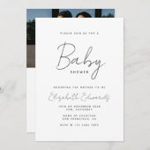 Einfache Minimalistische Foto QR Code Kinderdusche Einladung (Vorne/Hinten)