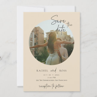 Einfache minimalistische Fotos | Beige Hochzeit Einladung
