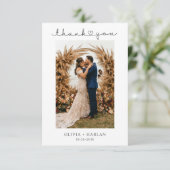 Einfache Minimalistische Fotos für Hochzeiten Dankeskarte (Stehend Vorderseite)