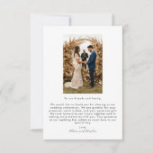 Einfache Minimalistische Fotos für Hochzeiten Dankeskarte (Rückseite)