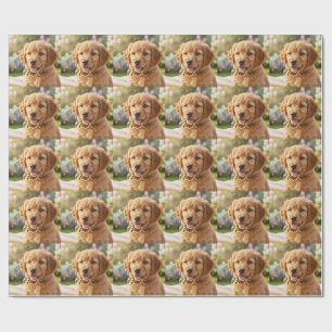 Einfache minimalistische Fotovorlage für Hund Katz Geschenkpapier