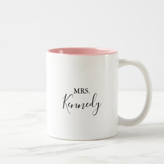 Einfache Minimalistische Frau Newlywed Bride Zweifarbige Tasse (Rechts)