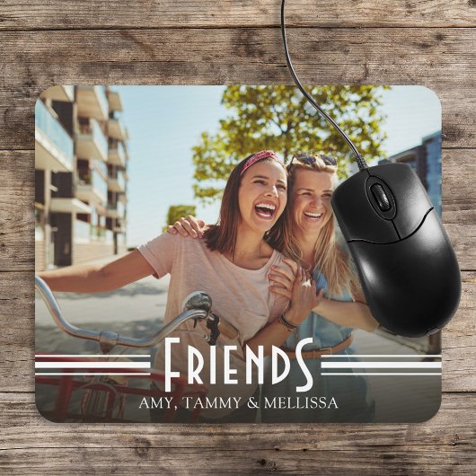 Einfache Minimalistische Freunde Foto Kalligrafie Mousepad