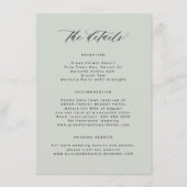 Einfache minimalistische Gäste Grün Hochzeitsdetai Begleitkarte (Vorderseite)