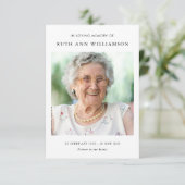 Einfache Minimalistische Gedenkkarte Dankeskarte (Stehend Vorderseite)