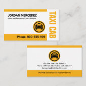 Einfache Minimalistische Gelbe Taxifahrt Visitenkarte (Vorne/Hinten)