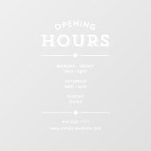 Einfache Minimalistische Geschäftszeiten Weiß Fensteraufkleber (Blatt)