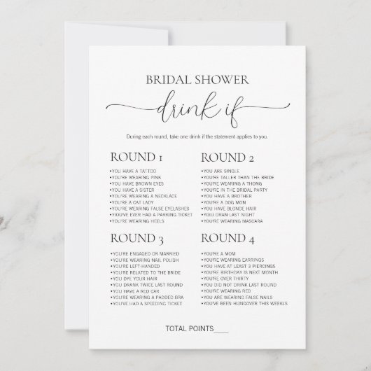 Einfache Minimalistische Getränke beim Brautparty Einladung (Vorderseite)