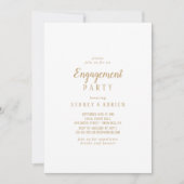 Einfache Minimalistische|Gold-Engagement-Party Einladung (Vorderseite)