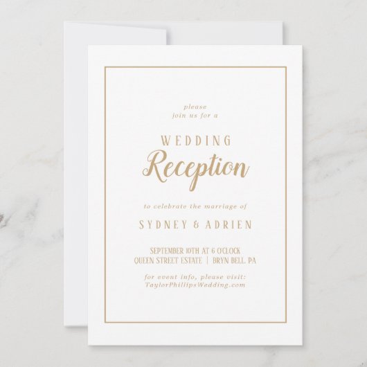 Einfache Minimalistische|Gold Hochzeitsempfehlung Einladung (Vorderseite)