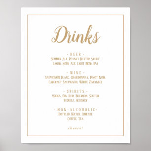 Einfache Minimalistische Gold Hochzeitsgetränke Me Poster