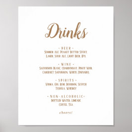 Einfache Minimalistische|Gold Wedding Drinks Menü Poster