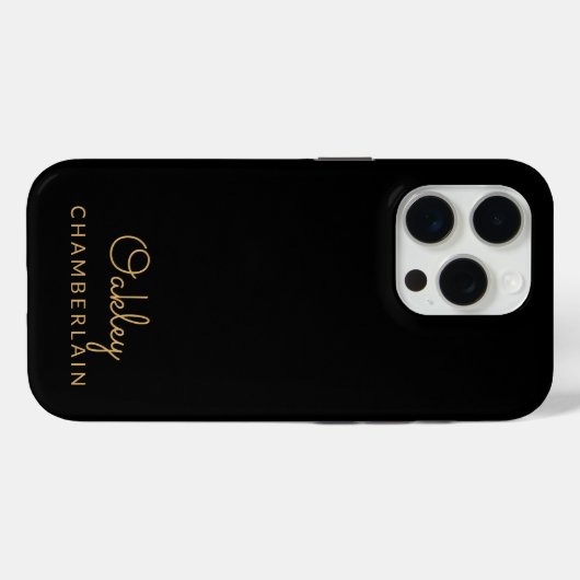 Einfache Minimalistische Goldbezeichnung Schwarz Case-Mate iPhone Hülle (Rückseite (Horizontal))