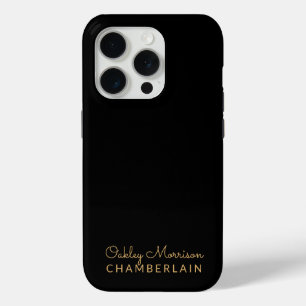 Einfache Minimalistische Goldbezeichnung Schwarz Case-Mate iPhone Hülle
